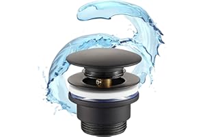 STARBATH PLUS - Universal-Spülbeckenablauf - klick-Klack-Ventil - Mattschwarz - Überlauf- und überlaufsicher - Ideal für Badezimmer und Toiletten