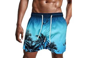 Danfiki Mens Swimming Shorts Swim Trunks Men Quick Dry Beach Shorts Surfing Shorts with Mesh Lining