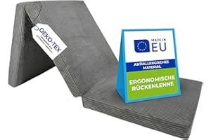 Pillows24 – Składany materac 195x75x15 cm z uchwytami i zdejmowanym pokrowcem | Materac gościnny i turystyczny | Oeko-TEX | Składana mata do spania dla dzieci, gości, do podróży | Ciemnoszary