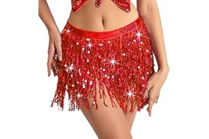 Baisdan Gonna con Paillettes Nappe, Gonna Danza del Ventre per Festival Club Rstate Spiaggia Mini Gonne