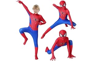 KITIMI Kinder Spider Cosplay Kostüm 3D Superheld Fancy Kleid Kind Anime Superheld Kostüm mit Maske, Klassische Kinder Spider Kostüm, Kostüm für Maskerade Party Halloween Karneval