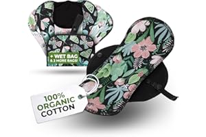 NATISSY ÉcoConfort Protèges Slip Lavables Réutilisables en Coton Bio pour Pertes Blanches (S, x7); Lavables à Haute T°, 100% Respirants, Protection Féminine SEULEMENT pour Usage Quotidien, Douce (Sans PUL)