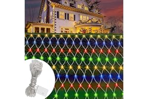 SUNSHINE SMILE Filet lumineux extérieur, filet lumineux LED, guirlande lumineuse en maille, réseau de guirlandes lumineuses, guirlande lumineuse LED extérieure en maille, rideau lumineux à 8 modes avec prise, filet