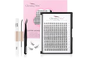 Glowing Win Kit Extension Ciglia Finte Ciuffetti with pinzetta, lash bond and seal Wispy fai da te 144PCS Individual Cluster Lashes Set Mix 8-16mm Ciglia Finte Naturali Singole Cat Eye Eyelashes