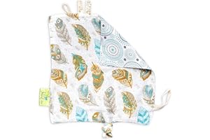 ‎TABALINO Tabalino® Schmusetuch - Schnuffeltuch Baby zum Kuscheln und Einschlafen, Größe etwa 28x28cm, Geschenk zur Geburt, Schnullertuch Junge & Mädchen, Kuscheltuch (Federn & Kreise)