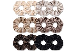 ‎KAVYA Kavya Haargummi Damen Scrunchies Samt, Haargummis Mädchen Neutrale Farben Haarbänder Mädchen Elastische Zopfgummis Damen 12 Stück Weich Haarschmuck