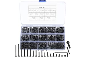 HAOCHEN Set di Viti M2,5 840 Viti a Esagono Incassato con Viti a Testa Bombata, Dadi, Rondelle e Inscatolamento, per Macchine in acciaio al carbonio