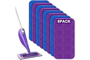 wlich 8 Pack Reusable Mop Pads Compatible with Flash Powermop – Washable Microfibre Mop Replacement Pads for Wet and Dry Floor Cleaning