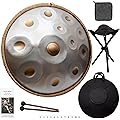 LOMUTY Handpan Drum 12 Tones 22 Inch Steel Tongue Drum avec sac souple, Percussion harmonique pour la guérison du son, la méditation personnelle, le yoga (argent)