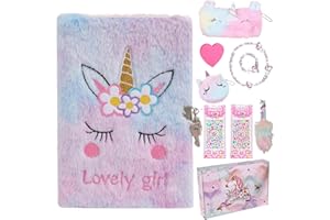 Hodofice Einhorn Geschenk Mädchen 6 7 8 Jahre Geschenke für 10 Jährige Kinder Geburtstagsgeschenk Geschenkideen Geburtstag Mitbringsel Kindergeburtstag Tagebuch mit Schloss Girl Gift Notizbuch Plüsch