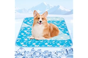 Tsmertor Dog Cooling Mat, Portable 60x45cm Pet Gel Self Cooling Pads Mat for Dogs, Waterproof&Scratch-Resistant, Non-Toxic Sleeping Bed for UK Pets, Fast Cool Relief in Hot Summer