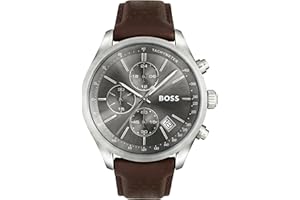 HB Boss Montre Chronographe à Quartz pour Homme Collection Grand Prix avec Bracelet en Cuir ou en Acier Inoxydable