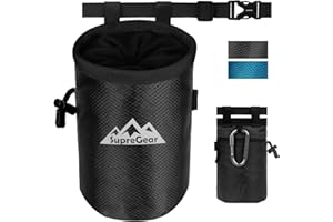 supregear Sac À Craie pour l'escalade, Grande Poche À Fermeture Éclair avec Porte-Brosse, Fermeture À Cordon Et Mousqueton, Idéal pour Le Bloc, L'haltérophilie, La Salle de Sport