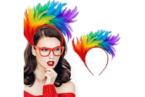ZZLBZN LGBT Gay Pride Accessories, Rainbow Feather Headband, Pride Hair Accessories Costume Accessories Fancy Dress Outfit for Women Girl Aldult