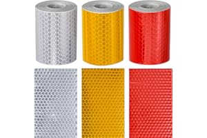 BLUESEABUY 3 Piezas Cinta Reflectante Adhesiva 3m x 50 mm Alta Intensidad Pegatinas Reflectantes Cinta de Advertencia Reflectante para Moto Bicicleta Casco Conducir de Noche