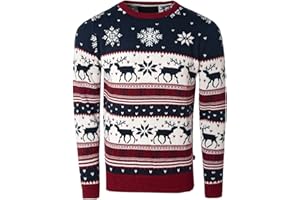 SOULSTAR Mens Christmas Jumper Xmas/Reindeer Stag Nordic Stag Festive Christmas Jumper/Cardigans/Roll Neck S - 3XL