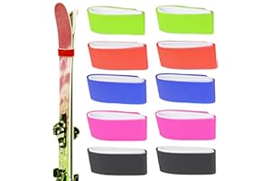 CDDCWZ (Aggiornamento) 10 x Cinghie regolabili per sci Cinghie per sci in EVA con design protettivo per il trasporto dell'attrezzatura da sci Inverno Natale (Blu Rosa Arancione Giallo Nero)
