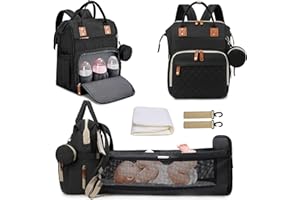 Fexkean Baby Diaper Backpack,Mummy Shoulder Bag for Travel Shopping Camping with Bed Unisex for Boys & Girls