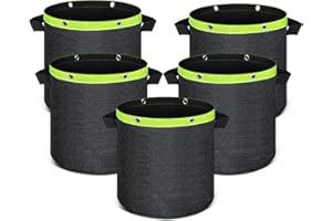 INYEEXUP Fabric Pots, Pack of 5 Plant Bags, Heavy Duty Thickened Fabric Pot with Handles, Non-Woven Fabric Plant Pot, Plant Bag for Patio, Balcony and Garden (5 Gallons)