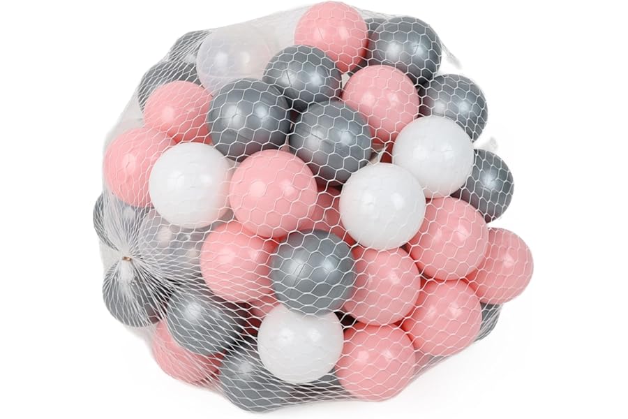 DIVCHI Playballs Soft Pit Balls for Kids, Small Metallic Color Plastic Balls, durable, Smooth Surface and No Sharp Edges, Toxic Free, Multi Pack Baby Approved Playball Set (100PCS)