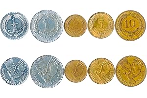 HOBBY OF KINGS Set di 5 monete dal Cile. 1/2, 1, 2, 5, 10 Centesimos. 1960-1970