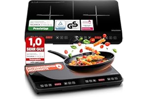 ‎STILLSTERN Stillstern Doppel-Induktionskochfeld | Doppel-Induktionskochplatte [3600W] mit Lautlos-Funktion & Turbo-Boost, 12-28cm, 18 Temperaturstufen & Leistungsstufen, 24h Timer, Kindersicherung, Touch