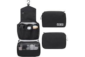 Simpolor Hängender Kulturbeutel,Wasserdichter Reise-Kultur-Organizer mit Stabilem Haken,Kompakte Tragbare Kosmetiktasche für Damen Herren,Badezimmer-Aufbewahrungstasche Schwarz-S