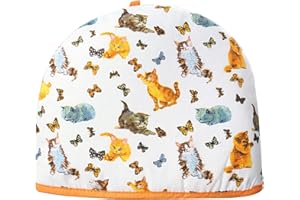 SIXSIGMA SPORTS Tea Cozy - Tetera 100% algodón con aislamiento, calentador de cocina, gatos, novedad, recién llegado, 35 x 27 x 3 cm, regalo para cumpleaños, Navidad, nuevos hogares, idea de regalo para amantes de