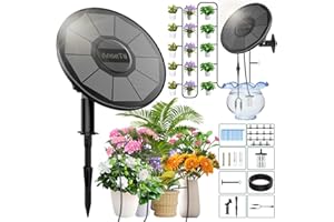 AnseTo Solar Irrigation System DIY Garden Irrigation System, 2024 New Water Level Monitoring Irrigation System Kit for Indoor and Outdoor Scenes, Automatic Watering System with 15 Drip Heads