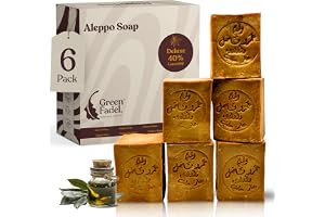 GREEN FADEL Aleppotvål Original, 40% lagerbärsolja, 6 x ca 200 g | Deluxe, olivoljetvål, 60% olivolja, naturlig tvål, handgjord, plastfri förpackning