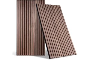 DOLLAR BOSS Wood Panels for Walls, Acoustic Wall Panels 120x60cm 2 Pack, Sound Absorbing Wooden Slats, Decorative 3D Wall Panels, Modern Wall Decor for Office, Bedroom, Kitchen, Walnut