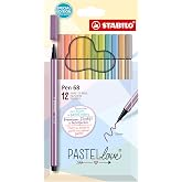 STABILO Pen 68 Pastellove - Ke&ccedil;e U&ccedil;lu Boya Kalemi - 12'li Paket - &Ccedil;eşitli Renkler | 12'li Paket - &Ccedil;eşitli Renkler