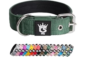 TSPRO Collare per Cani, Collare Tattico Regolabile con Fibbia in Metallo Robusto, Larga 3,3 cm, Resistente e Spesso per i Cani Piccoli (Verde S)