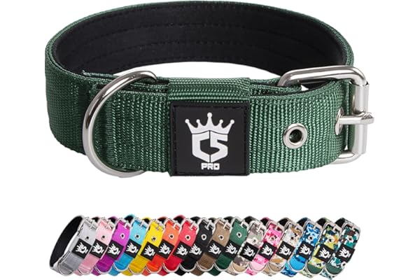 TSPRO Collar Táctico para Perros Ajustable, Collares con Broche de Metal Robusto, de 3,3 cm de Ancho, Duradero y Cómodo para Perros Pequeños (Verde S)