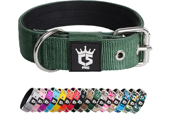 TSPRO Collar Táctico para Perros Ajustable, Collares con Broche de Metal Robusto, de 3,3 cm de Ancho, Duradero y Cómodo para Perros Pequeños (Verde S)