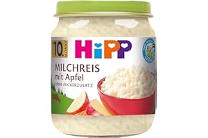 HiPP Bio Milchreis mit Apfel (6 x 200g), ohne Zuckerzusatz, schmeckt warm & kalt, in bester Bio-Qualität