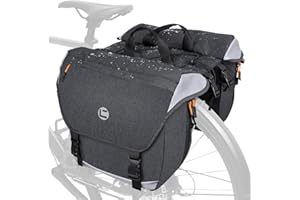 NDakter Bike Bags for Bicycle Rear Rack-Waterproof 3 in 1 Ebikes Trunk Bag, Reflective Electric Bike Saddle Panniers with Shoulder Strap (35L Waterproof Panniers Bags)