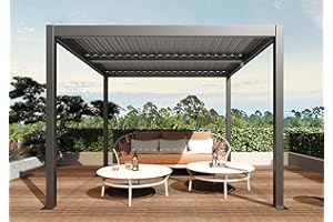 Mendler Pergola HWC-L46 - Cenador de láminas para jardín, estructura de aluminio de 10 cm, canalón resistente a las tormentas, 3 x 4 m, color antracita
