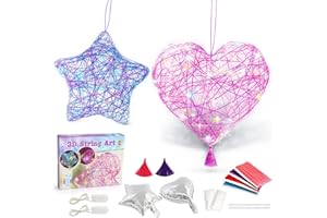 lelechong 2 Pack DIY 3D String Night Light Art and Craft Kit for Kids (Heart & Star Lantern) - Great Girls Boys Teens Gifts
