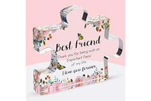 Velenti for Women - Engraved Acrylic Puzzle Piece - Bestie Present with Cute Quote - Friendship Gifts for Birthday, Christmas, Thanksgiving - Adorable Decoration Piece for Home