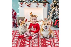 CAROMIO Christmas Living Room Area Rug Machine Washable Non Slip Indoor Christmas Decorative Rug for Bedroom Dining Nursery, Red 120 * 170 cm