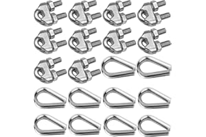 APRILYE 10 Pezzi M6 Fune Metallica Morsetto Clip Cavo Acciaio inox con 10 Pz Fune Cavo Ditale per 6mm fune metallica