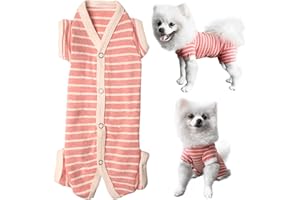 Shirts für Hunde,Hundeschlafanzug mit Gestreiften und 4 Beinen Weich und Atmungsaktives Hund Tshirt Hunde Kleidung für Kleine Mittel Große Hunde von Kickred (Mädchen-Pink,L)