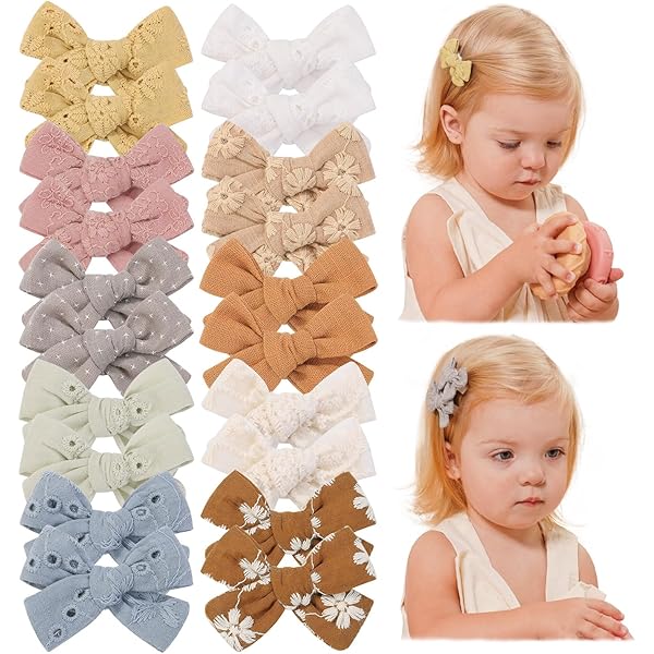 20 Fiocchi Per Capelli Con Clip A Coccodrillo Per Bambine E Ragazze - Nastro Grosgrain, 11,4 Cm, Assortimento 10 Colori