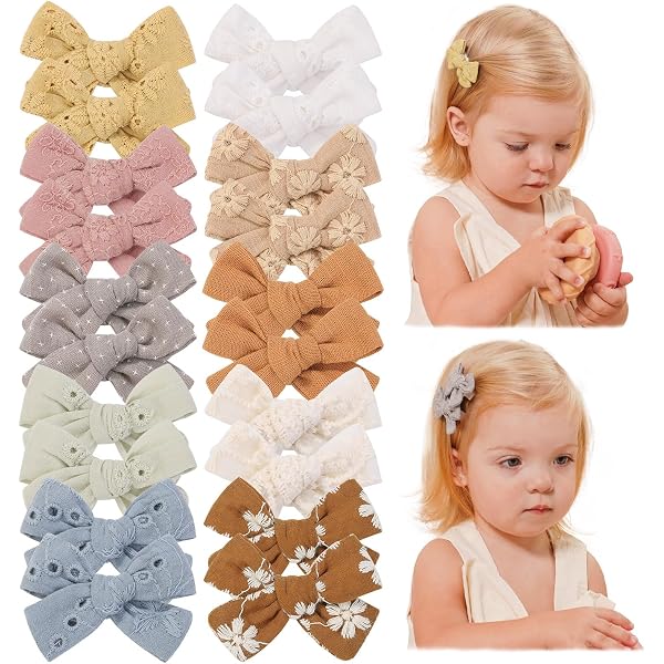 20 Fiocchi Per Capelli Con Clip A Coccodrillo Per Bambine E Ragazze - Nastro Grosgrain, 11,4 Cm, Assortimento 10 Colori