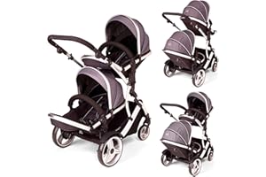 Kids Kargo Duellette Hybrid Double Tandem Pushchair Buggy (Silver Without Isofix Car Seats)