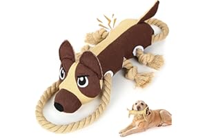 PUHOHUN Jouet Chien Indestructible- Peluche Résistante pour Chiens, Jouet Interactif avec Squeak pour Chiot et Grand Chien Occupation et Jeu de Tirage