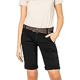 Fresh Made Damen Bermuda Shorts Im Chino Style Mit Gurtel Amazon De Bekleidung