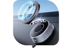 EOIWUY Soporte Magnetico Movil Coche con Vacío Ventosa de Gel Nano Mejorado, Ajustable 360° & Plegable Suporte Telemovel Carro para MagSafe, Incluye Anillo Metálico, Universal para iPhone/Android