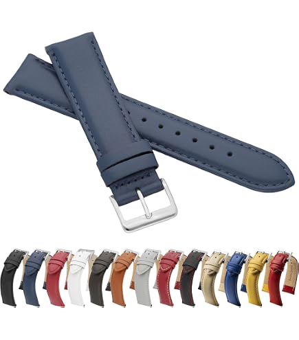 Uhrenarmband Aus Genarbtem Büffelleder – 12 Mm, Rosa/weiß, Mit Gepolsterter Edelstahl-Schnalle